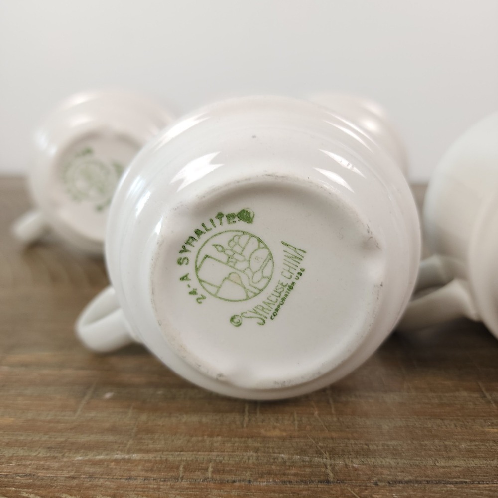 Syracuse China Set of 4 White Coffee Cups Mugs USA Vintage Restaurant Ware - Picture 4 of 7